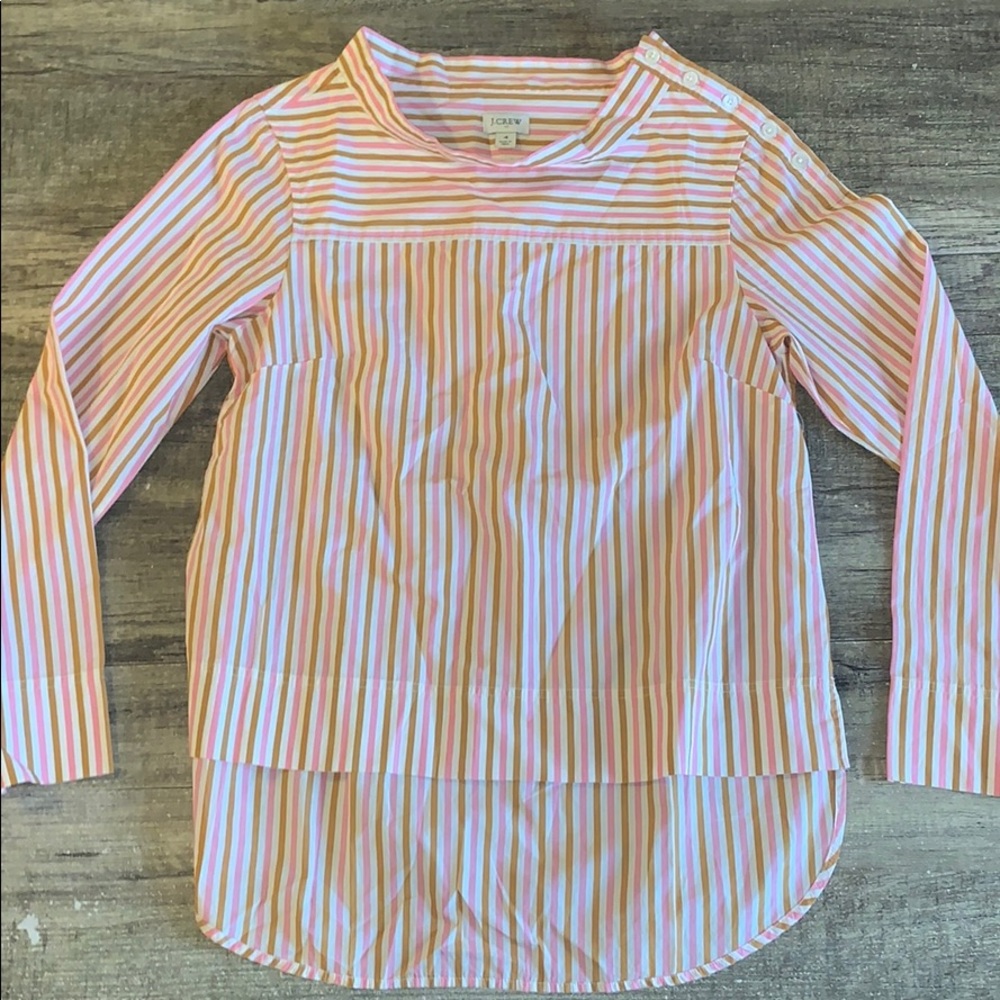 NWT J. Crew pink/rust striped blouse